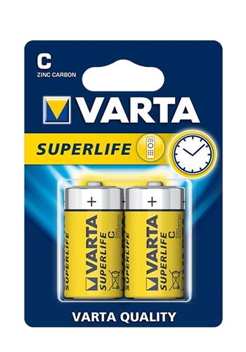 Varta Batterie Zink-Kohle, Baby, C, R14, 1.5V, Super Heavy Duty, Retail Blister Blister (2-Pack)