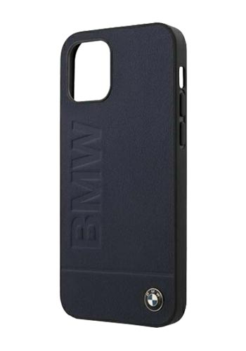 BMW Hard Cover Leather Hot Stamp Signature für Apple iPhone 12 Pro Max Navy Blue, BMHCP12LSLLNA, Blister