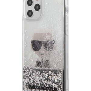 Karl Lagerfeld Hard Cover Iconic Liquid Glitter Silver, für Apple iPhone 12 Pro und iPhone 12, KLHCP12MGLIKSL, Blister