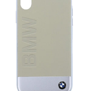 BMW Hybrid Cover Genuine Leather-Sand Blasted Aluminum Plate Beige, Signature für Apple iPhone X, BMHCPXSGLALBE, Blister