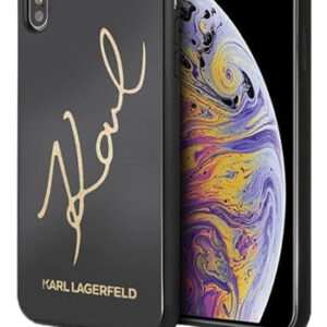 Karl Lagerfeld Hard Cover Signature Glitter Black, für Apple iPhone XS Max, KLHCI65DLKSBK, Blister
