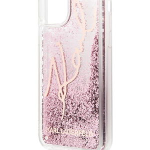Karl Lagerfeld Glitter Signature Cover Rose, für Apple iPhone 11, KLHCN61TRKSRG, Blister