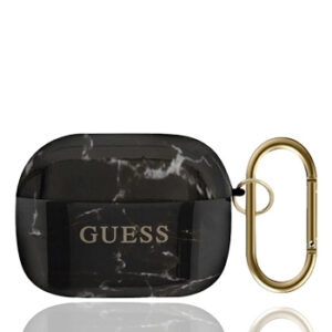 GUESS Cover Silicone Marble Black, für Apple AirPods Pro, GUACAPTPUMABK, Blister