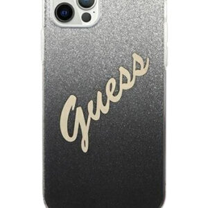 GUESS Hard Cover Silicone Vintage Glitzer Black, für Apple iPhone 12 Pro, GUHCP12MPCUGLSBK, Blister