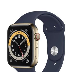 Apple Watch Series 6 Edelstahl Cellular Gold, Sportarmbad Deep Navy, MJXN3FD/A, 40mm