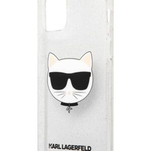Karl Lagerfeld Cover SIlicone Choupette Head Glitter Silver, für Apple iPhone 12/12 Pro, KLHCP12MCHTUGLS, Blister