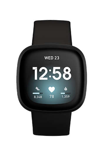 FitBit Versa 3 Schwarz/Schwarz, Smartwatch mit Armband