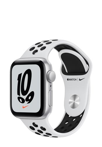 Apple Watch SE Nike Aluminium GPS Silver, Sportarmband pure platinum/black, MKQ23FD/A, 40mm