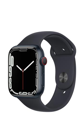 Apple Watch Series 7 Aluminium GPS + Cellular Midnight, Sportarmband Midnight, MKJP3FD/A, 45mm