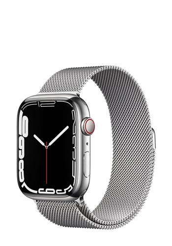 Apple Watch Series 7 Edelstahl GPS + Cellular Silver, Milanaise Silver, MKJW3FD/A, 45mm