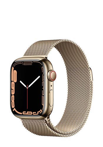 Apple Watch Series 7 Edelstahl GPS + Cellular Gold, Milanaise Gold, MKJ03FD/A, 41mm