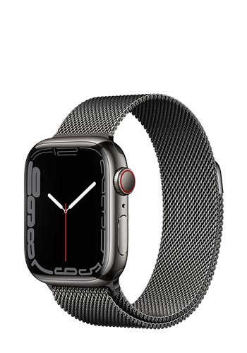 Apple Watch Series 7 Edelstahl GPS + Cellular Graphite, Milanaise Graphite, MKJ23FD/A, 41mm