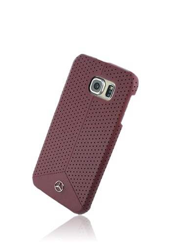 Mercedes-Benz Hard Cover Leather Perforated Red, Pure Line für Samsung G920F Galaxy S6, MEHCS6EPERE, Blister
