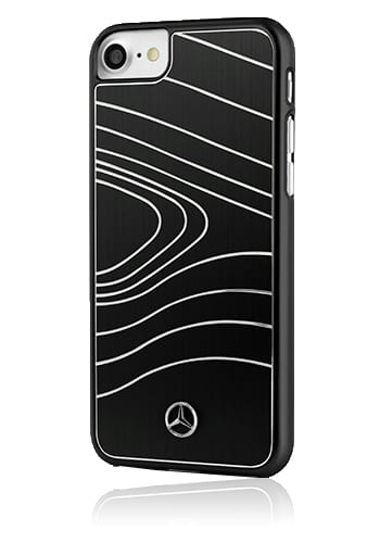 Mercedes-Benz Hard Cover Brushed Aluminium Black, Organic III Line, für Apple iPhone 8 Plus/7 Plus, MEHCP7LOLBRBK, Blister