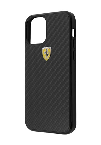 Ferrari Hard Cover Real Carbon Black, On Track Collection für Apple iPhone 12/12 Pro, FERCAHCP12MBK, Blister