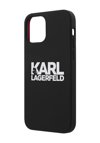 Karl Lagerfeld Cover SIlicone Stack Logo Black, für Apple iPhone 12/12 Pro, KLHCP12MSLKLRBK