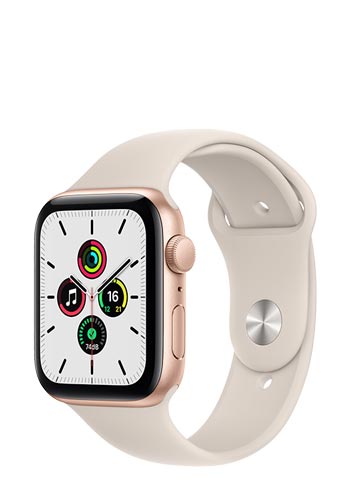 Apple Watch SE Aluminium GPS Gold, Sportarmband Starlight, MKQ53FD/A, 44mm