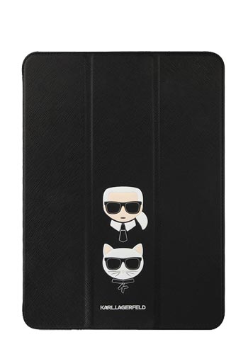 Karl Lagerfeld Karl and Choupette Head Saffiano Folio Cover Black, for iPad Pro 11-inch 2021, KLFC11OKCK