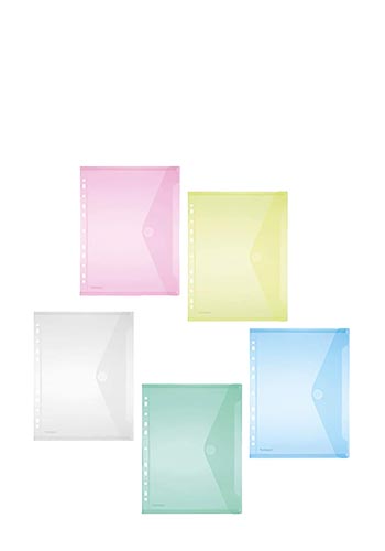 FolderSys Transparent A4 Folder, Perforated Edge, Transparent, Assorted Colours,