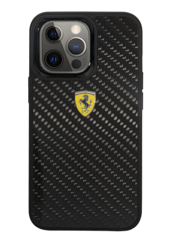 Ferrari Hard Cover Real Carbon Black, On Track, für Apple iPhone 13 Pro, FEHCP13LFCABK, Blister