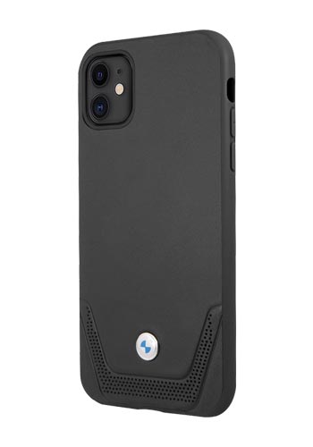 BMW Hard Cover Leather Perforated Lower Stripes Black, Signature für Apple iPhone 11, BMHCN61RSWPK