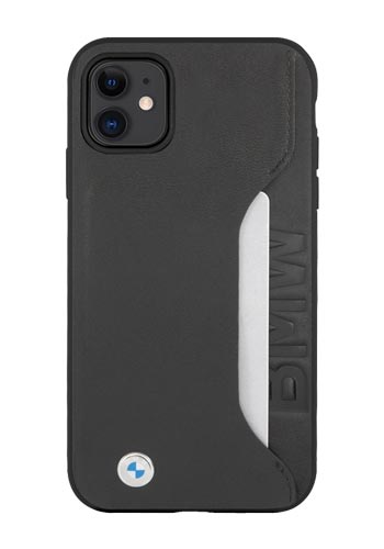 BMW Hard Cover Leather Card Slot Black, Signature für Apple iPhone 11, BMHCN61RCSWK