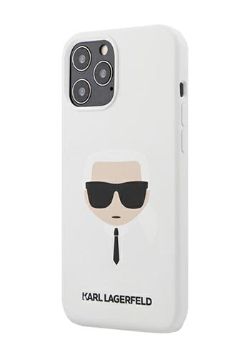 Karl Lagerfeld Hard Cover Karl Head Silicone White, for iPhone 12 Pro Max, KLHCP12LSLKHWH