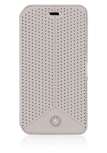 Mercedes-Benz Book Case Leather Perforated Grey, Pure Line für Samsung G920 Galaxy S6, MEFLBKS6PEGR, Blister