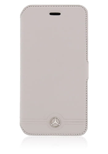 Mercedes-Benz Book Case Leather Front Grill Grey, Pure Line für Samsung G920 Galaxy S6, MEFLBKS6EMSGR, Blister