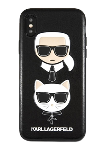Karl Lagerfeld Hard Cover PU Embossed Black, Choupette Collection, für Apple iPhone X/Xs, KLHCPXKICKC, Blister