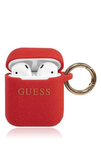 GUESS Cover Silicone Red, für Apple AirPods, GUACCSILGLLP, Blister