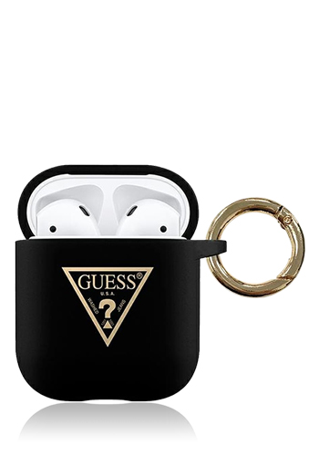 GUESS Cover Silicone Triangle Black, für Apple AirPods 1 & 2, GUACA2LSTLBK, Blister