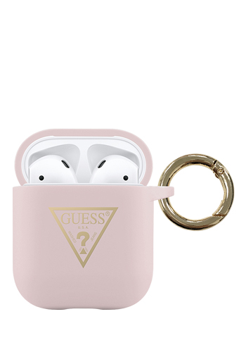 GUESS Cover Silicone Triangle Pink, für Apple AirPods 1 & 2, GUACA2LSTLPI, Blister