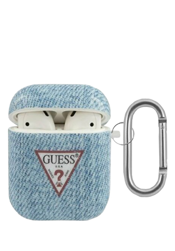 GUESS Cover Denim Triangle Light Blue, für Apple AirPods 1 & 2, GUACA2TPUJULLB, Blister
