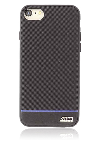 BMW Hard Cover Carbon Leather Black, Blue Stripe, M Sport für iPhone SE(2020)/8/7/6s, BMHCP7BIDBK, Blister