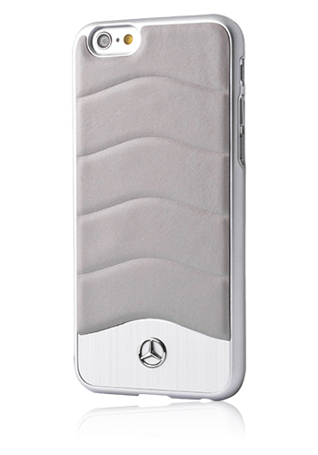 Mercedes-Benz Hard Cover Leather Aluminium Crystal Grey, Wave III Line, für Apple iPhone 6/6s, MEHCP6CUSGR, Blister