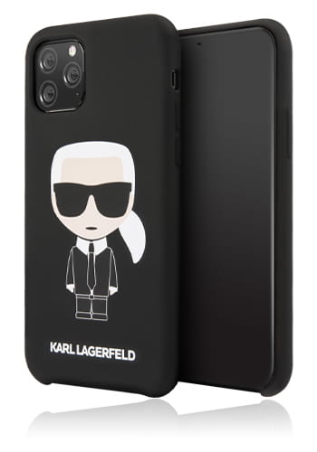 Karl Lagerfeld Iconic Silicone Cover Black, für Apple iPhone 11 Pro, KLHCN58SLFKBK, Blister