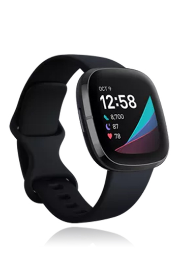 FitBit Sense Stainless Steel Carbon/Graphite, Intelligente Uhr mit Armband
