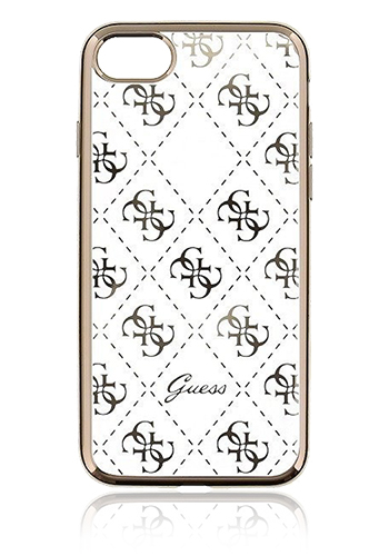 GUESS TPU Cover 4G Transparent Gold, für Apple iPhone SE(2020)/8/7, GUHCPSETR4GG, Blister