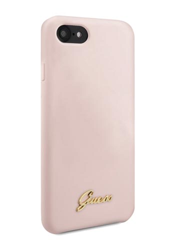 GUESS Hard Cover Silicone Vintage Light Pink, für Apple iPhone SE 2020 / 8, GUHCI8LSLMGLP, Blister