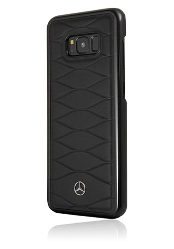 Mercedes-Benz Hard Cover Genuine Leather Black, Pattern III, für Samsung G955 Galaxy S8 Plus, MEHCS8LWHCLBK, Blister