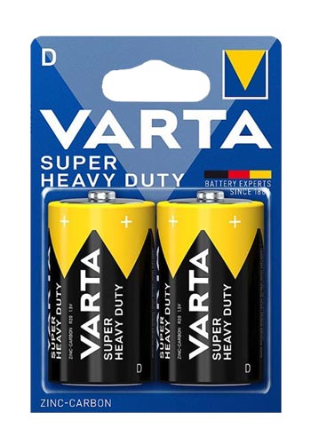 Varta Batterie Zink-Kohle, Mono, D, R20, 1.5V, Super Heavy Duty, Retail Blister (2-Pack)