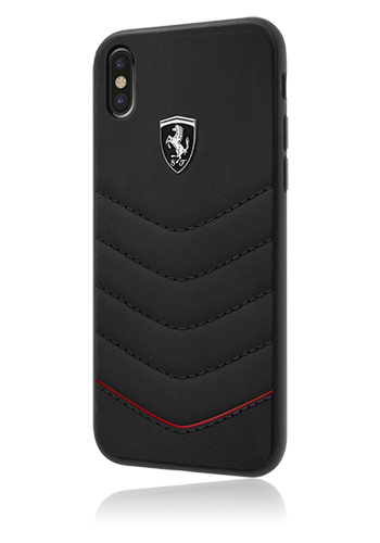 Ferrari Hard Cover Genuine Leather Quilted Black, Heritage Collection für Apple iPhone X, FEHQUHCPXBK, Blister