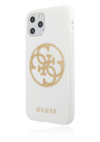 GUESS Hard Cover 4G Glitter Circle White Gold, für Apple iPhone 11 Pro, GUHCN58TPUWHG, Blister