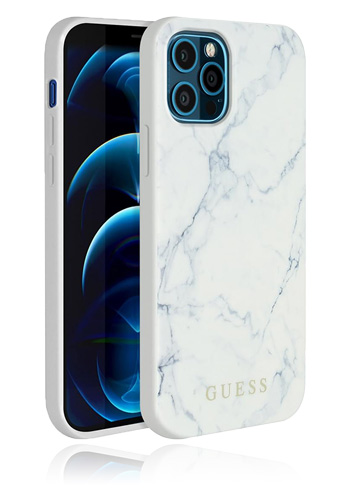 GUESS Hard Cover Marble Whtie, für Apple iPhone 12 Pro Max, GUHCP12LPCUMAWH, Blister
