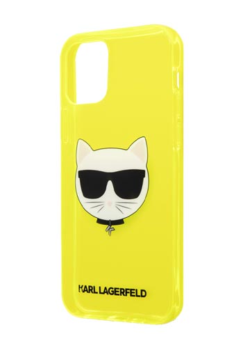Karl Lagerfeld Hard Cover Choupette Head Fluo Yellow, für Apple iPhone 12/12 Pro, KLHCP12MCHTRY