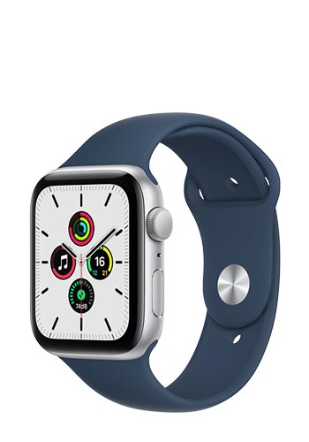 Apple Watch SE Aluminium GPS Silver, Sportarmband Abyss Blue, MKQ43FD/A, 44mm