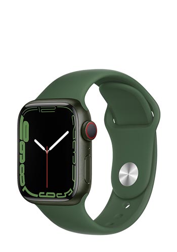 Apple Watch Series 7 Aluminium GPS + Cellular Green, Sportarmband Clover, MKHT3FD/A, 41mm