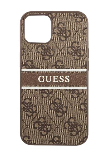 GUESS Printed Stripe 4G Case Brown, for iPhone 13 Mini, GUHCP13S4GDBR