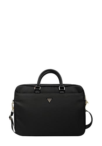 GUESS Bag Torba Nylon Triangle Logo Black, für 15 Zoll, GUCB15NTMLBK, Blister